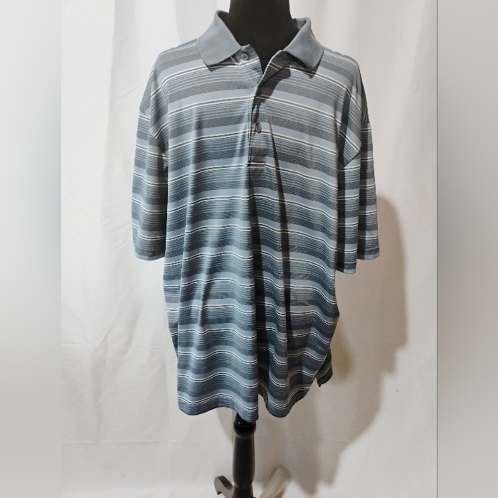 PGA Tour Men's Blue Striped‎ Polo Shirt Size XL